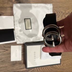 - Gucci belt with Double silver G buckle size 38
